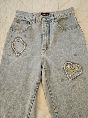 Dakota Blue Stonewashed Skinny Ankle Rhinestone Accented Jeans- Size 9